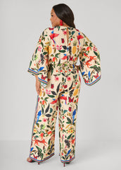 Tie Front Tropical Print Jumpsuit Multi | Ashley Stewart