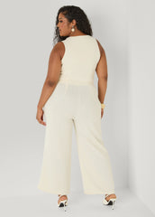 Vest Wide Leg Jumpsuit Turtledove | Ashley Stewart