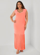 Fringed Maxi Dress LIVING CORAL | Ashley Stewart