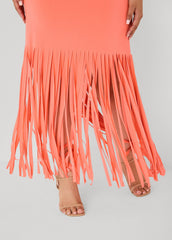 Fringed Maxi Dress LIVING CORAL | Ashley Stewart