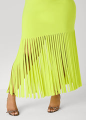 Fringed Knit Maxi Dress LIME PUNCH | Ashley Stewart