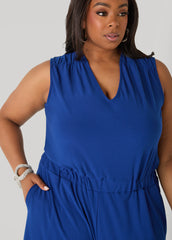 Wide Leg Tie Back Jumpsuit Sodalite | Ashley Stewart