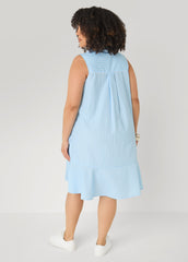 Flounced Striped Shirtdress POWDER BLUE | Ashley Stewart