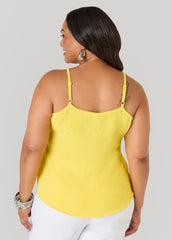 Textured V Neck Cami Primrose Yellow | Ashley Stewart
