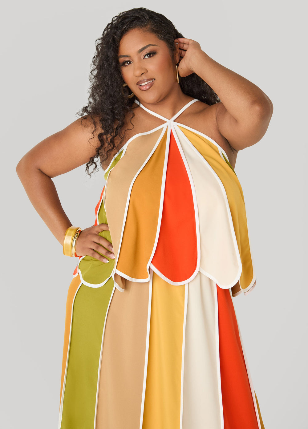 Striped Paneled Swing Top Multi | Ashley Stewart