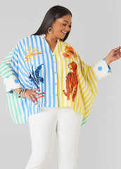 Wonderland Printed Shirt Multi | Ashley Stewart