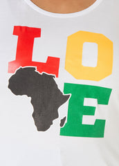 Love Africa Graphic Tee White | Ashley Stewart