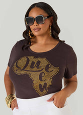 Queen Africa Crystal Tee Brown | Ashley Stewart