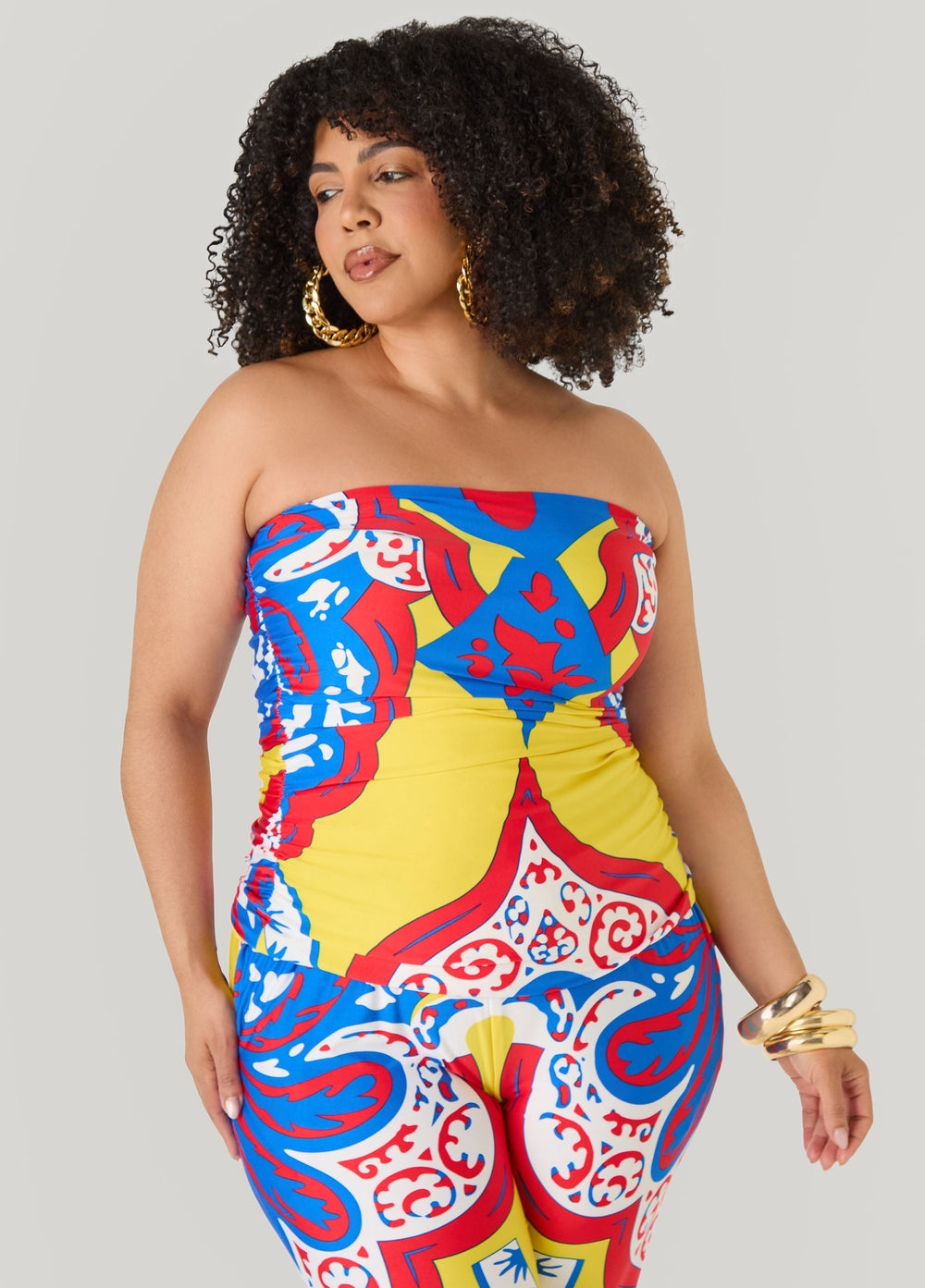 Ruched Printed Tube Top Multi | Ashley Stewart