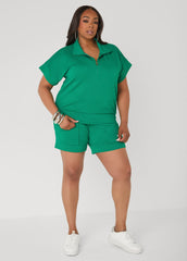 Zip Front Athletic Knit Pullover Bosphorus | Ashley Stewart
