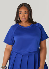 Athletic Knit Cropped Tee Royal Blue | Ashley Stewart