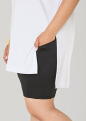 Athletic Knit Side Split Top White | Ashley Stewart