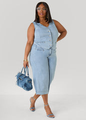 Braided Chambray Vest Denim | Ashley Stewart