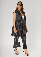 Millennium Checked Vest Black White | Ashley Stewart
