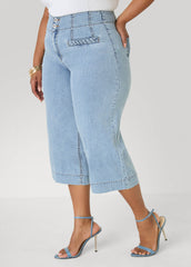 Braided Chambray Capris Denim | Ashley Stewart
