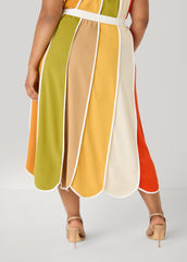 Striped Paneled Midi Skirt Multi | Ashley Stewart