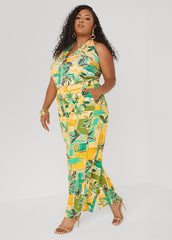 Tropical Print Wide Leg Pants Multi | Ashley Stewart