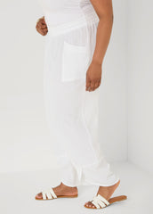 Textured Cotton Gauze Pants White | Ashley Stewart