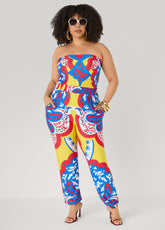 High Rise Printed Joggers Primrose Yellow | Ashley Stewart