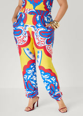 High Rise Printed Joggers Primrose Yellow | Ashley Stewart