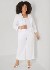 Pleated Wide Leg Capris White | Ashley Stewart