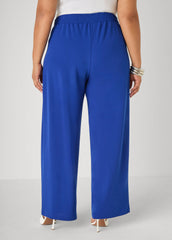 Pleated Wide Leg Pants Royal Blue | Ashley Stewart
