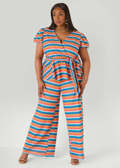 Chevron Knit Wide Leg Pants Caribbean Sea | Ashley Stewart