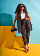 Millennium Checked Ankle Pants Black White | Ashley Stewart
