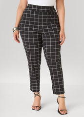 Millennium Checked Ankle Pants Black White | Ashley Stewart