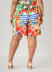 Printed Pull On Shorts Multi | Ashley Stewart