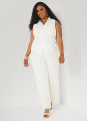 Eyelet Straight Leg Pants White | Ashley Stewart