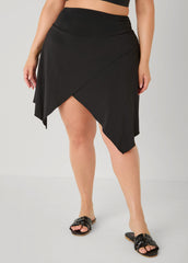 Asymmetric Swim Skort Black | Ashley Stewart