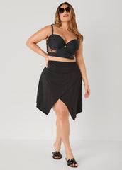 Asymmetric Swim Skort Black | Ashley Stewart
