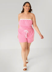 Moon To Noon Strapless Romper Pink | Ashley Stewart