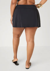 High Waist Swim Skort Black | Ashley Stewart