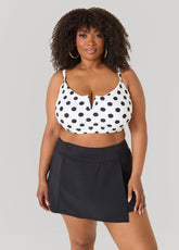 Polka Dot U Ring Bikini Top White Black | Ashley Stewart
