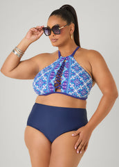 High Rise Swim Briefs Navy | Ashley Stewart