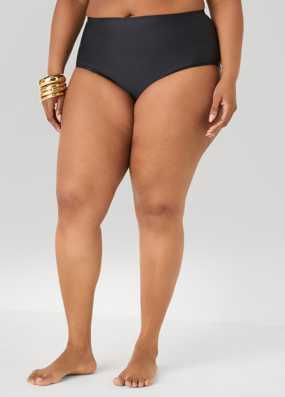 High Waist Swim Briefs Black | Ashley Stewart