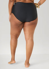 High Waist Swim Briefs Black | Ashley Stewart