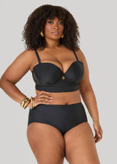 High Waist Swim Briefs Black | Ashley Stewart