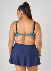 Caged Printed Bikini Top Navy | Ashley Stewart