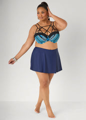 Caged Printed Bikini Top Navy | Ashley Stewart