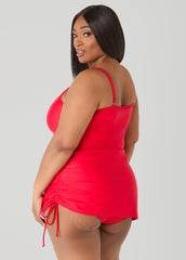 Drawstring Swimdress Poinsettia | Ashley Stewart