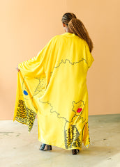 Pardon My Fro™ Mahogany Kimono Yellow | Ashley Stewart