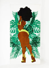 Pardon My Fro™ June Beach Towel White | Ashley Stewart