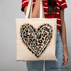 Leopard Heart Valentine Tote Bag Beige | Ashley Stewart