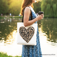 Leopard Heart Valentine Tote Bag Beige | Ashley Stewart