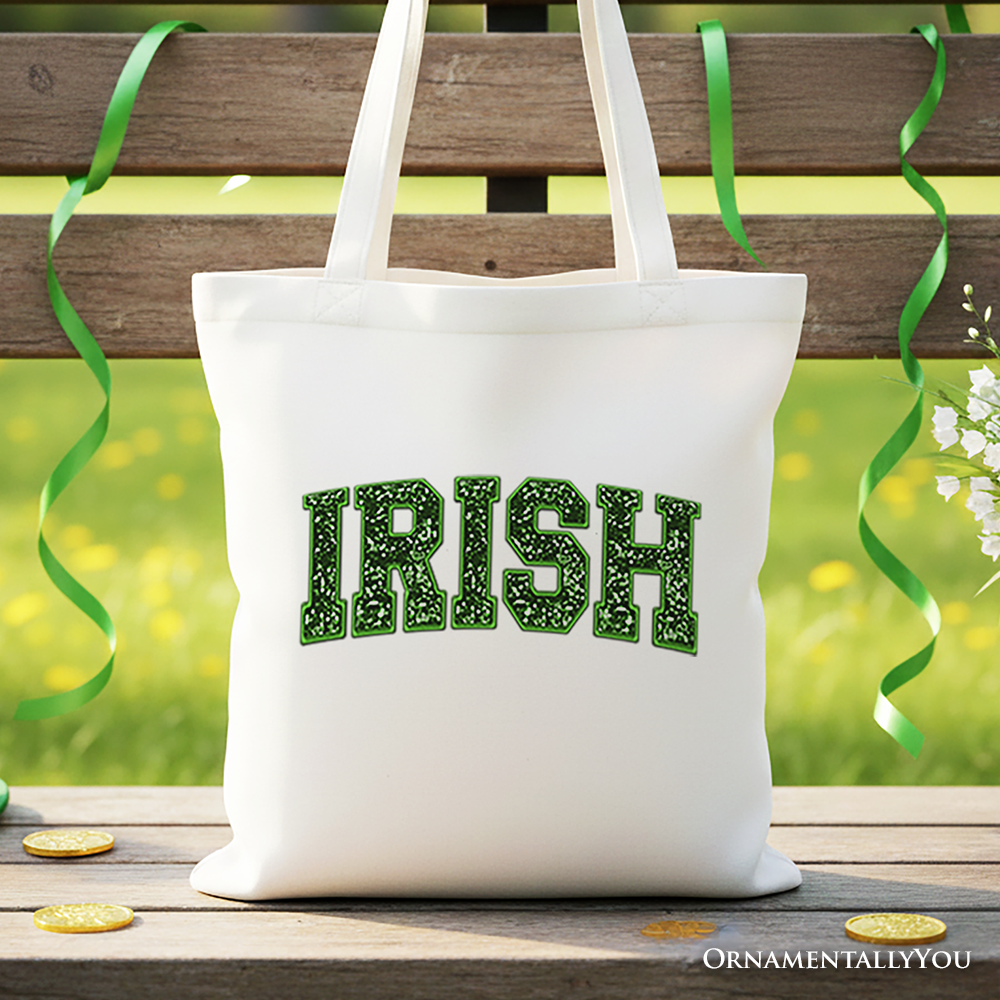 Irish Sequined Canvas Tote Bag White | Ashley Stewart