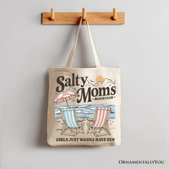 Salty Moms Beach Club Tote Bag Beige | Ashley Stewart