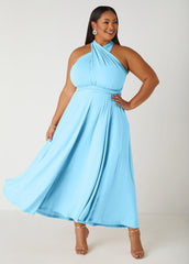 Multi Way Maxi Convertible Dress Lt Sky Blue | Ashley Stewart